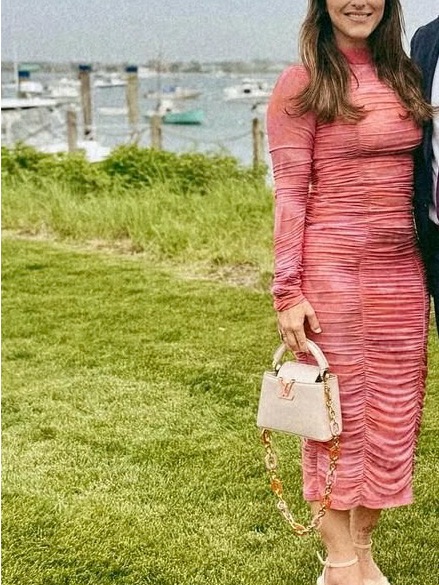 Rococo Sand Pink Ruched Long-Sleeve Midi Dress